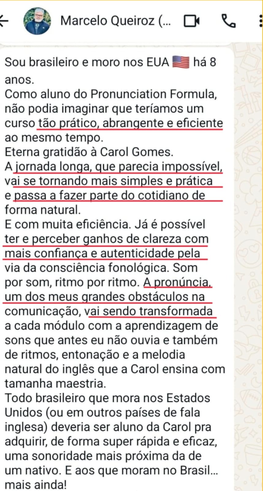 Depoimento de Marcelo Queiroz enviado por WhatsApp